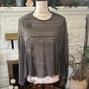 Glam Charcoal Sheer Blouse